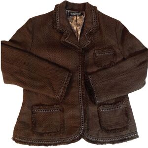 Dialogue Jacket Chocolate Brown Size 16 Three Hidden Magnetic Clasps Fri…